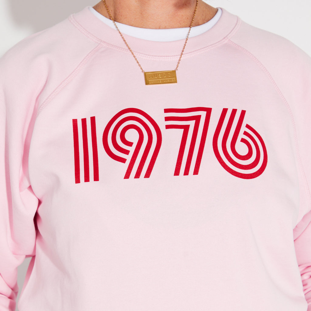 1976 Pale Pink Sweatshirt  50th Birthday Disko Kids