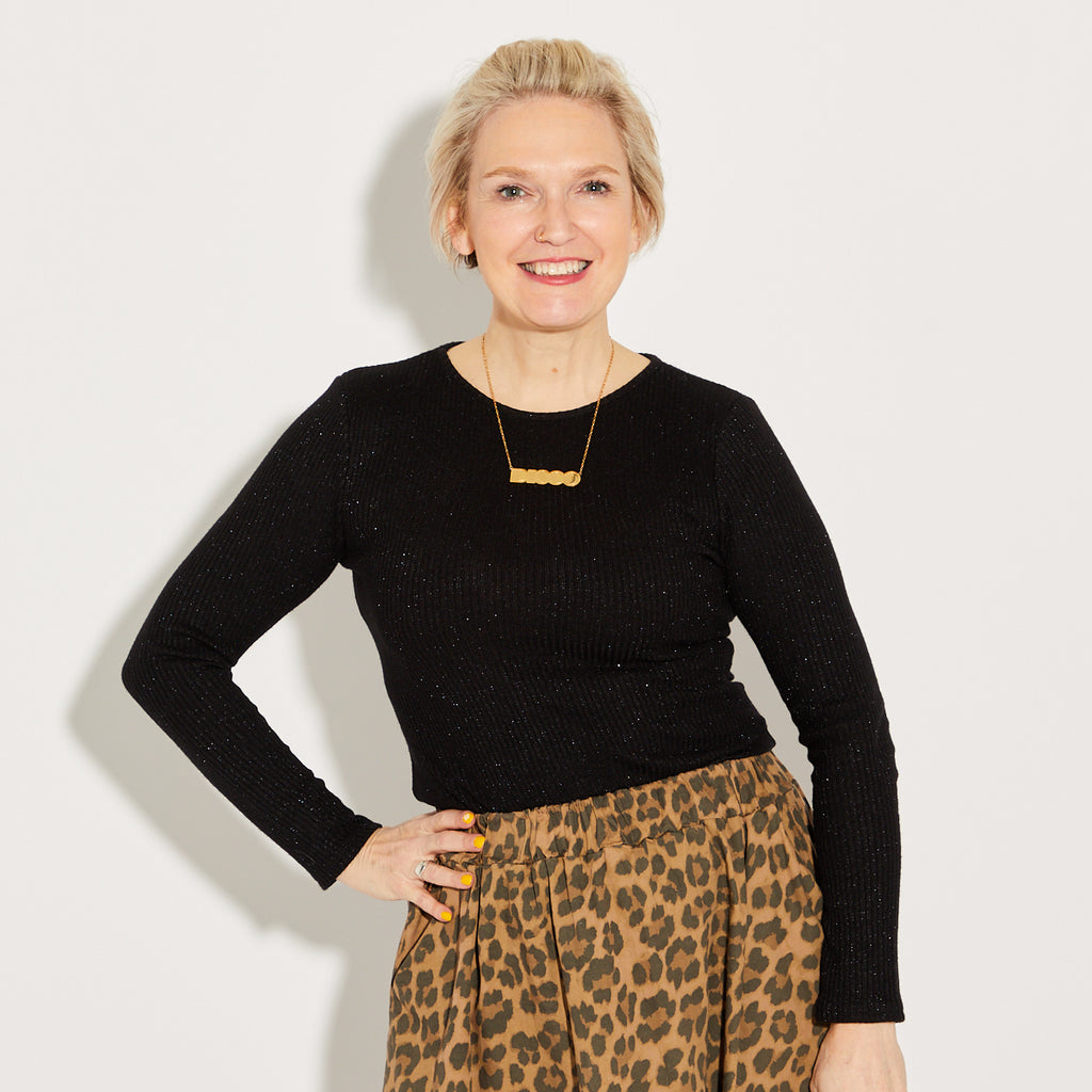 Black Long Sleeve Ribbed Top