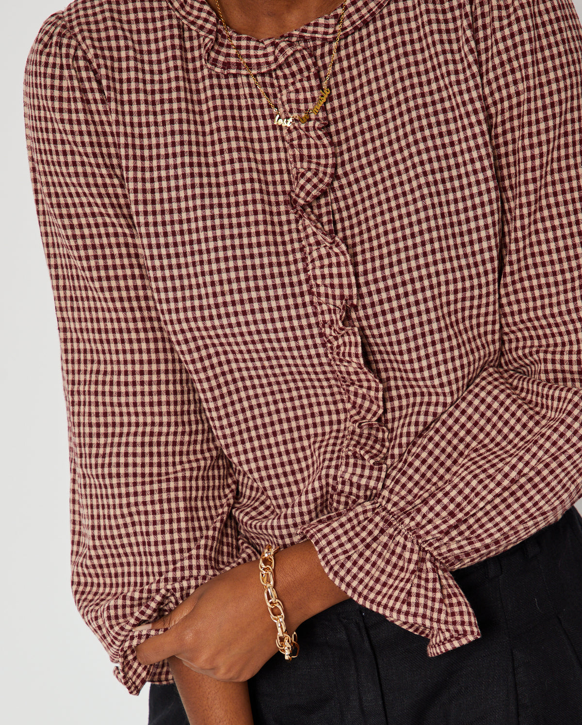 Gingham Ruffle Blouse