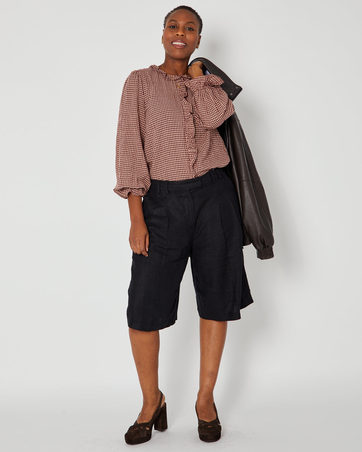Gingham Ruffle Blouse