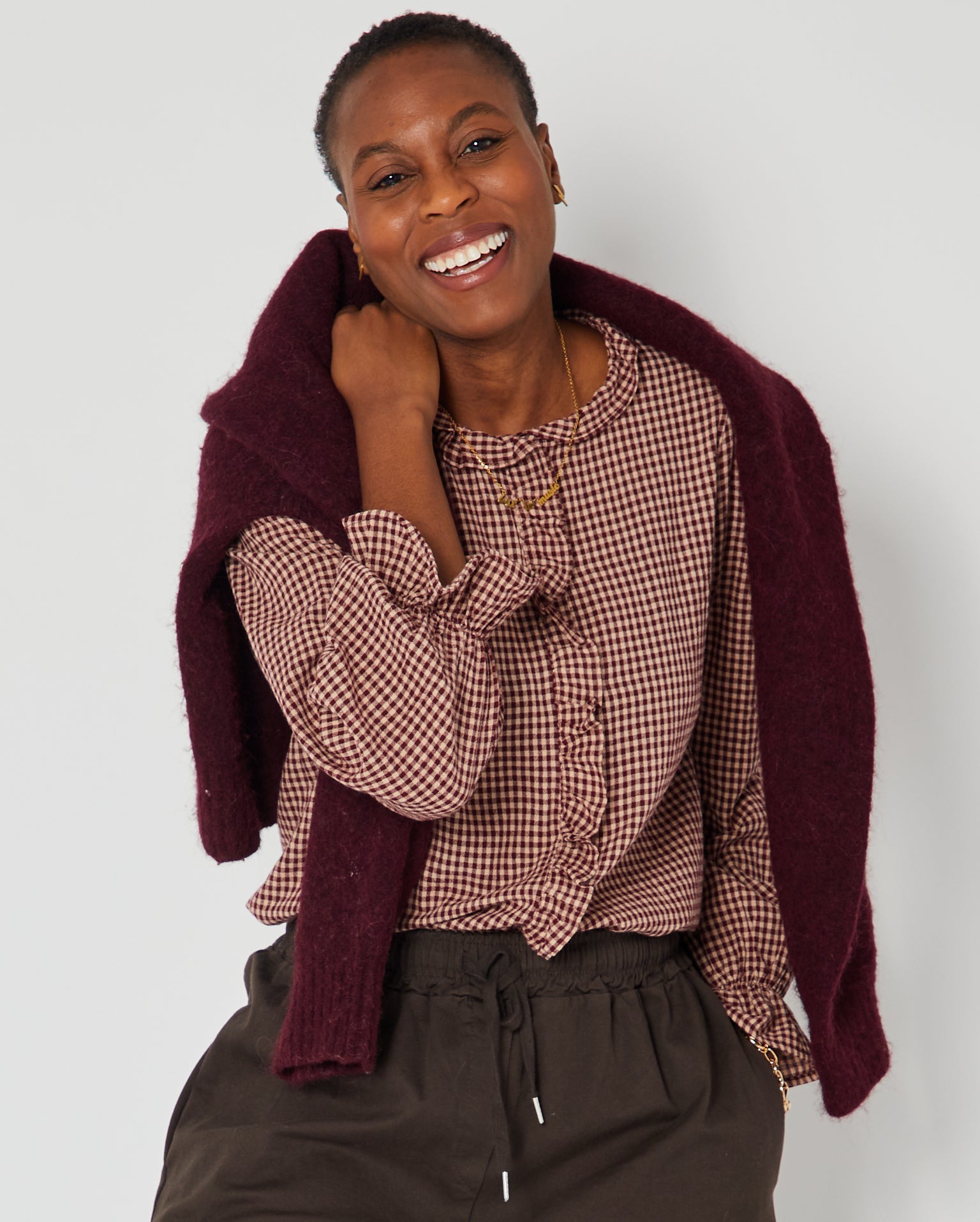 Gingham Ruffle Blouse