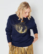 navy sweatshirt with gold graphic discoball on front - disko kids