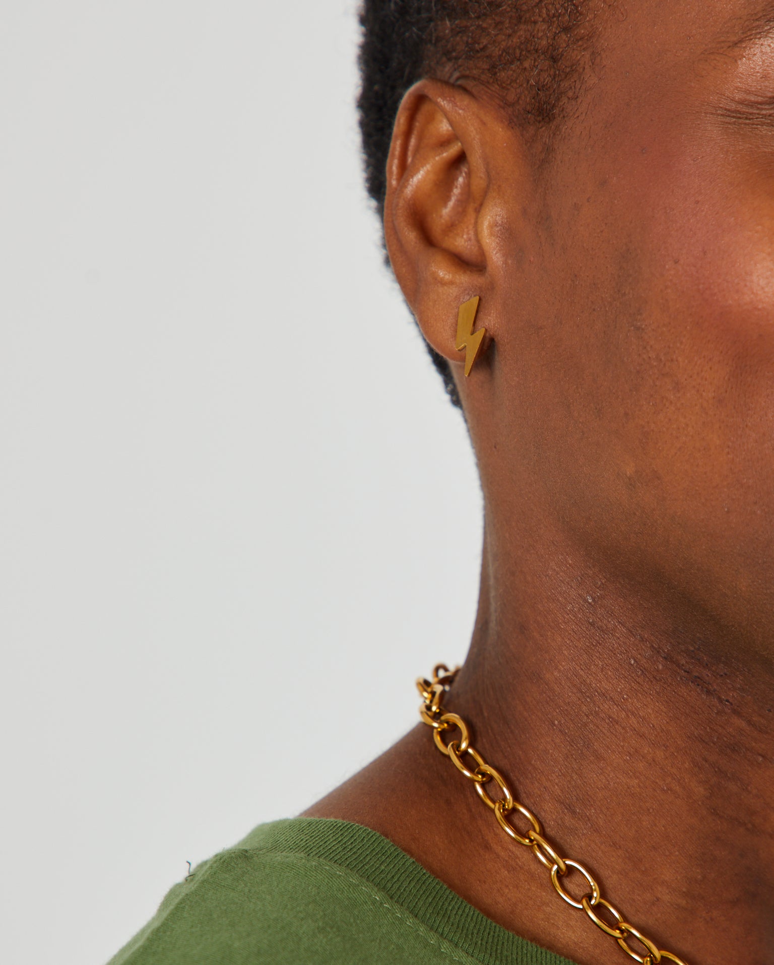 Lightning Bolt Earrings Gold on person