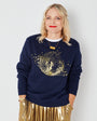 navy sweatshirt with gold graphic discoball on front - disko kids
