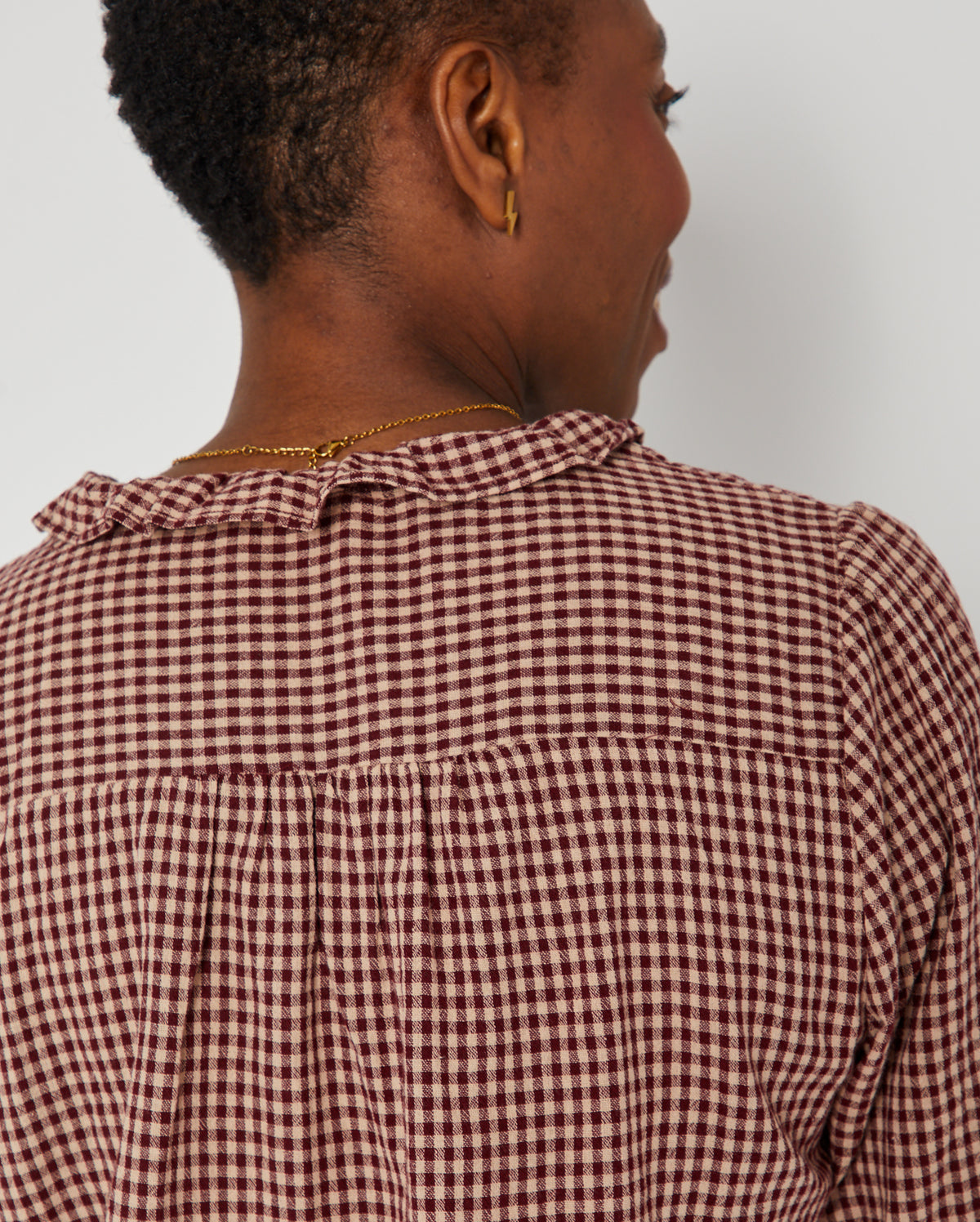 Gingham Ruffle Blouse