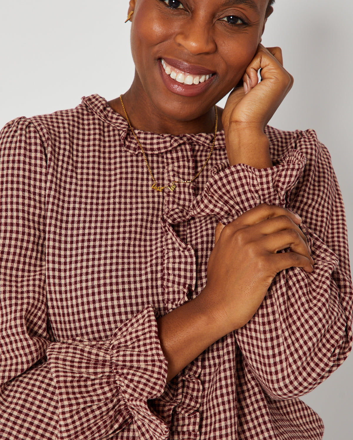 Gingham Ruffle Blouse