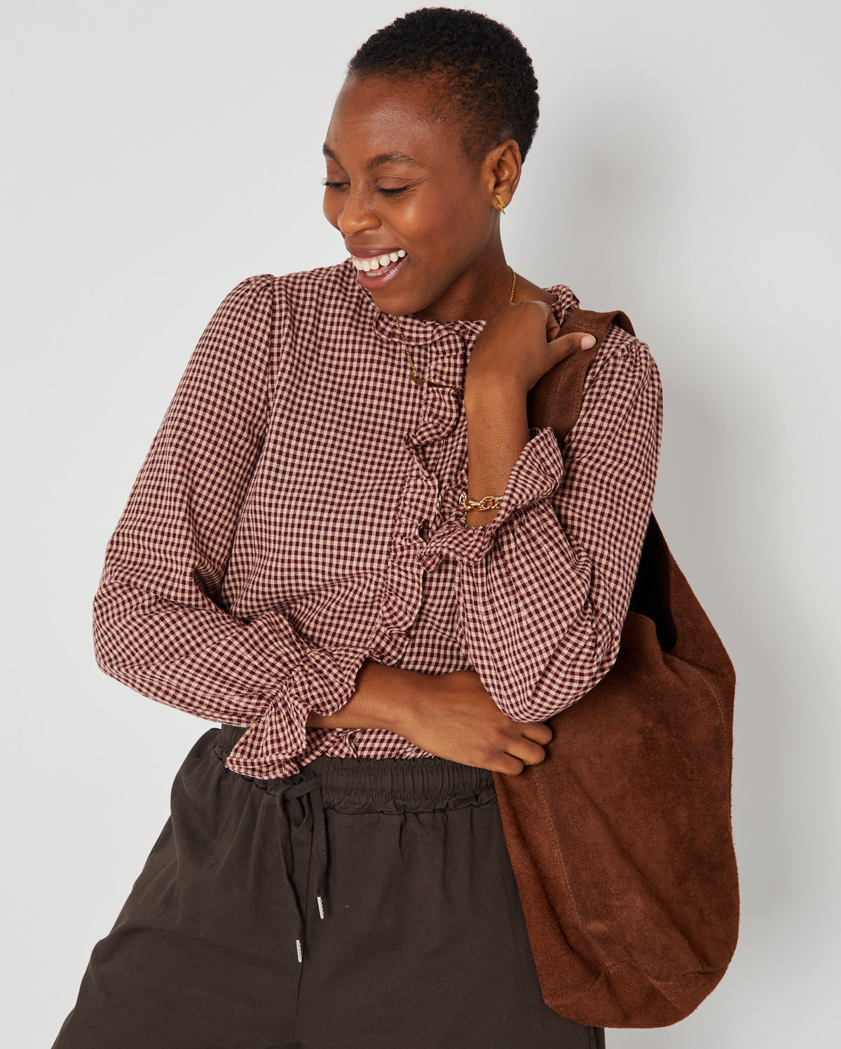 Gingham Ruffle Blouse