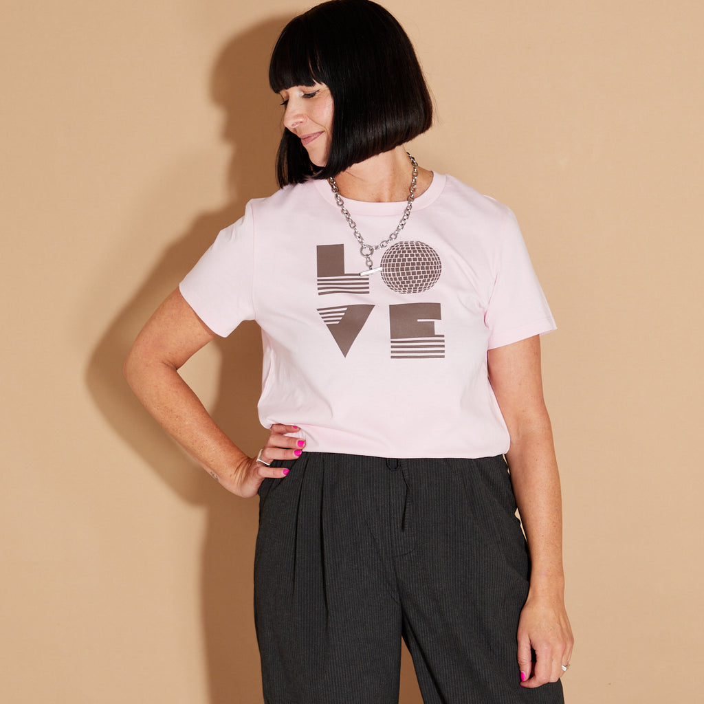 Disko Kids Love Disco Ball Tshirt Pink
