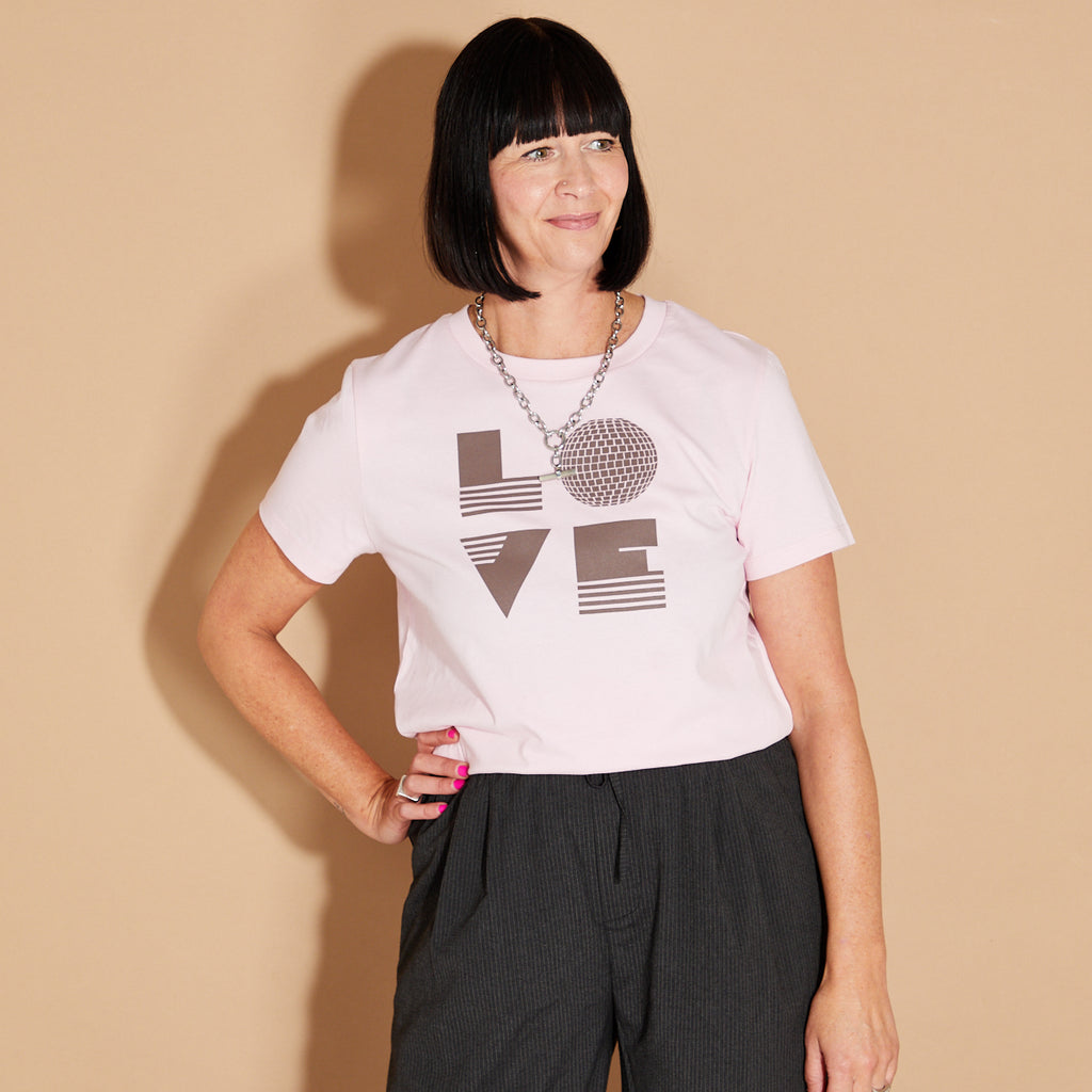 Disko Kids Love Disco Ball Tshirt Pink