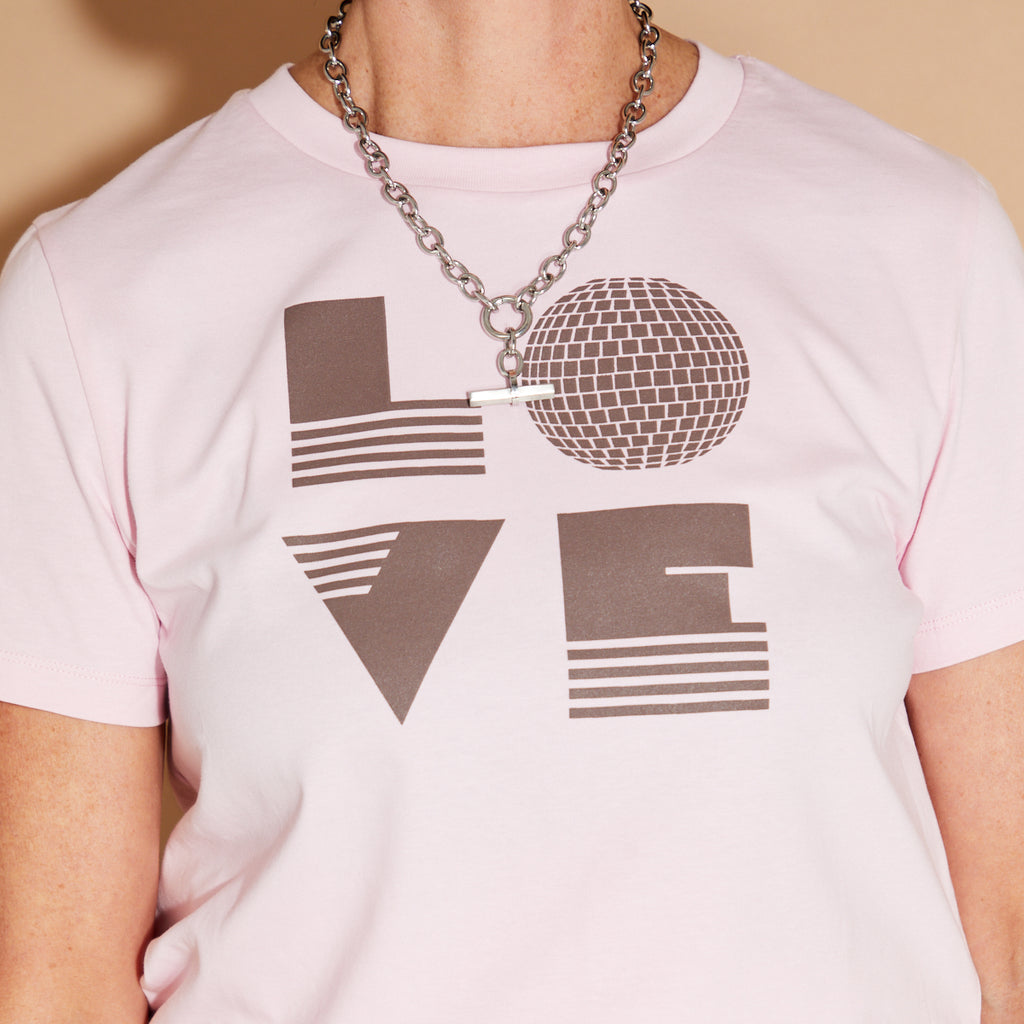 Disko Kids Love Disco Ball Tshirt Pink
