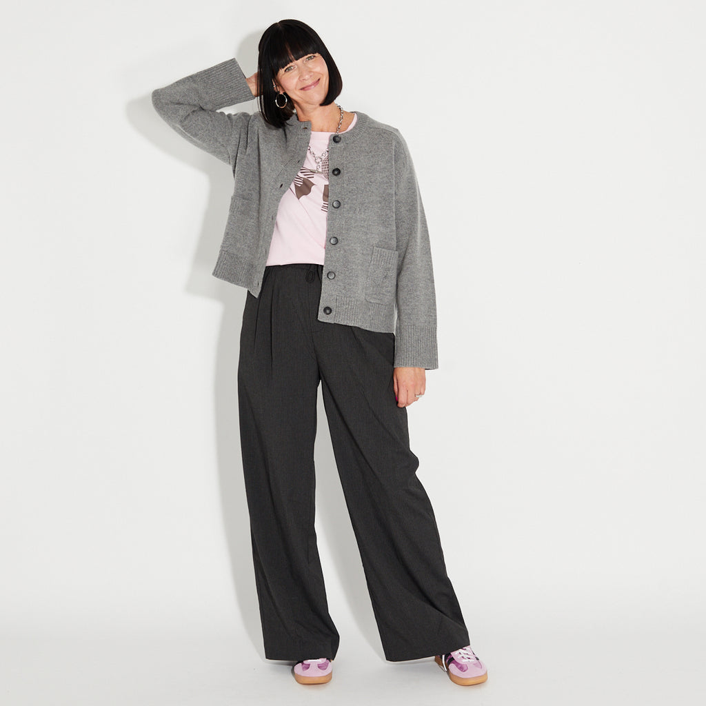 Womens Grey Knit Cardigan - Disko Kids