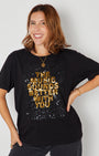 Music Sounds Better With You Sequin Donna Tshirt with disco ball necklace partywear disko kids