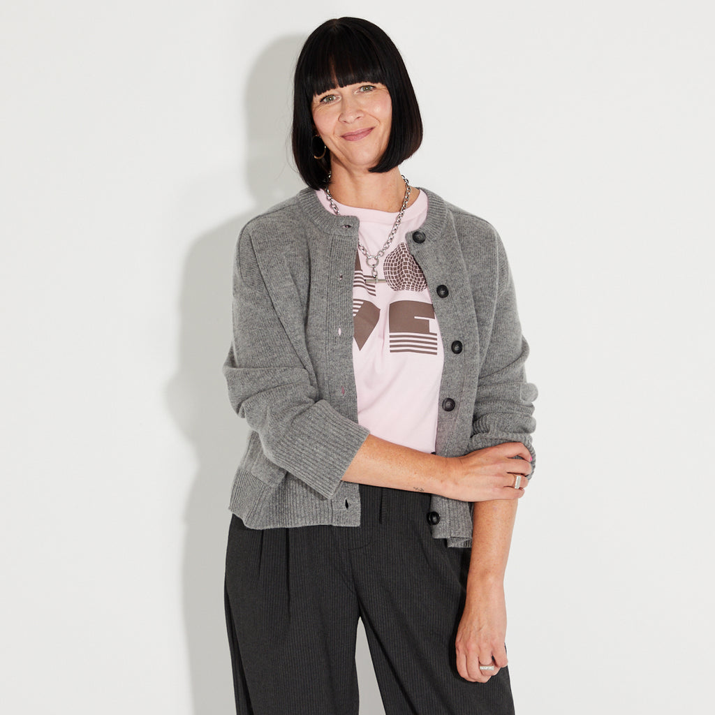 Womens Grey Knit Cardigan - Disko Kids