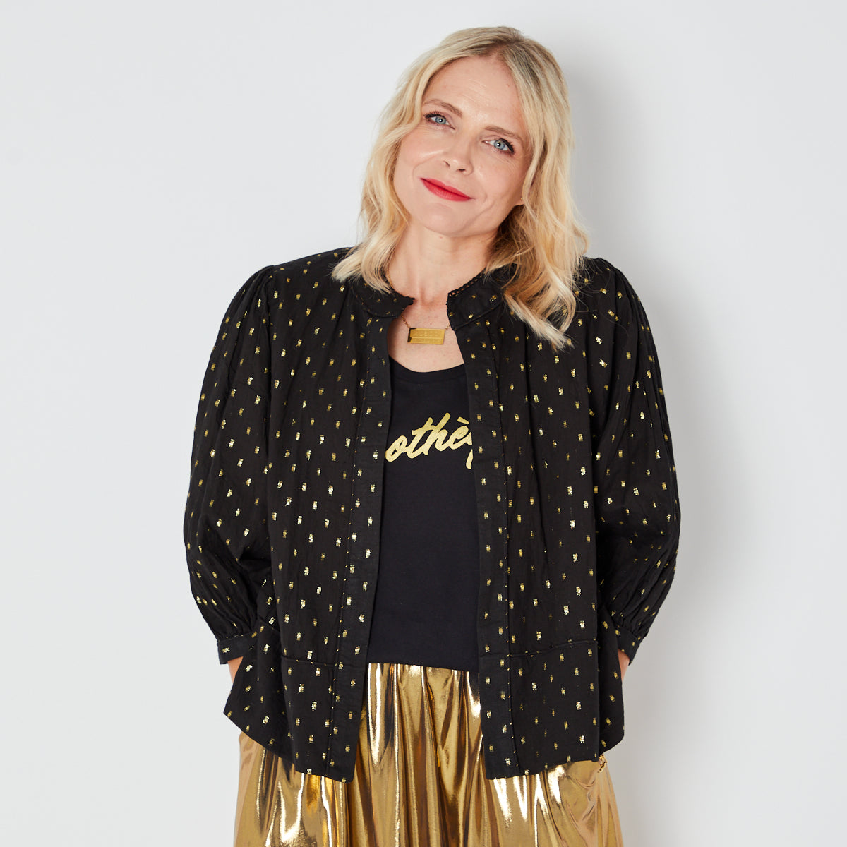 Black & Gold cotton Reversible Jacket, festival  -Disko Kids