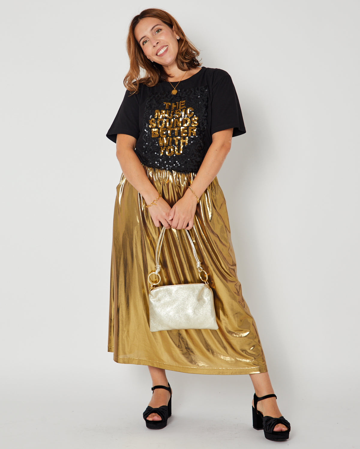 Music Sounds Better With You Sequin Donna Tshirt