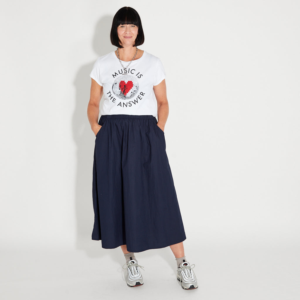 Navy A line Skirt Elasticated Waist Disko Kids 