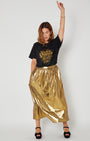 Music Sounds Better With You Sequin Donna Tshirt with disko kids gold skirt and heels party pose