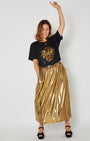 party shot of disko kids Gold metallic a line skirt and sequin music sounds better tshirt for partywear season