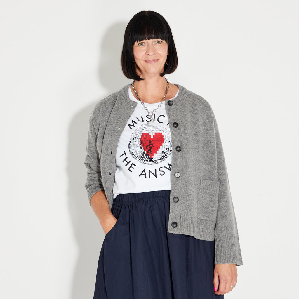 Womens Grey Knit Cardigan - Disko Kids