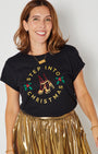  step into christmas black tshirt with music is the answer pendant
