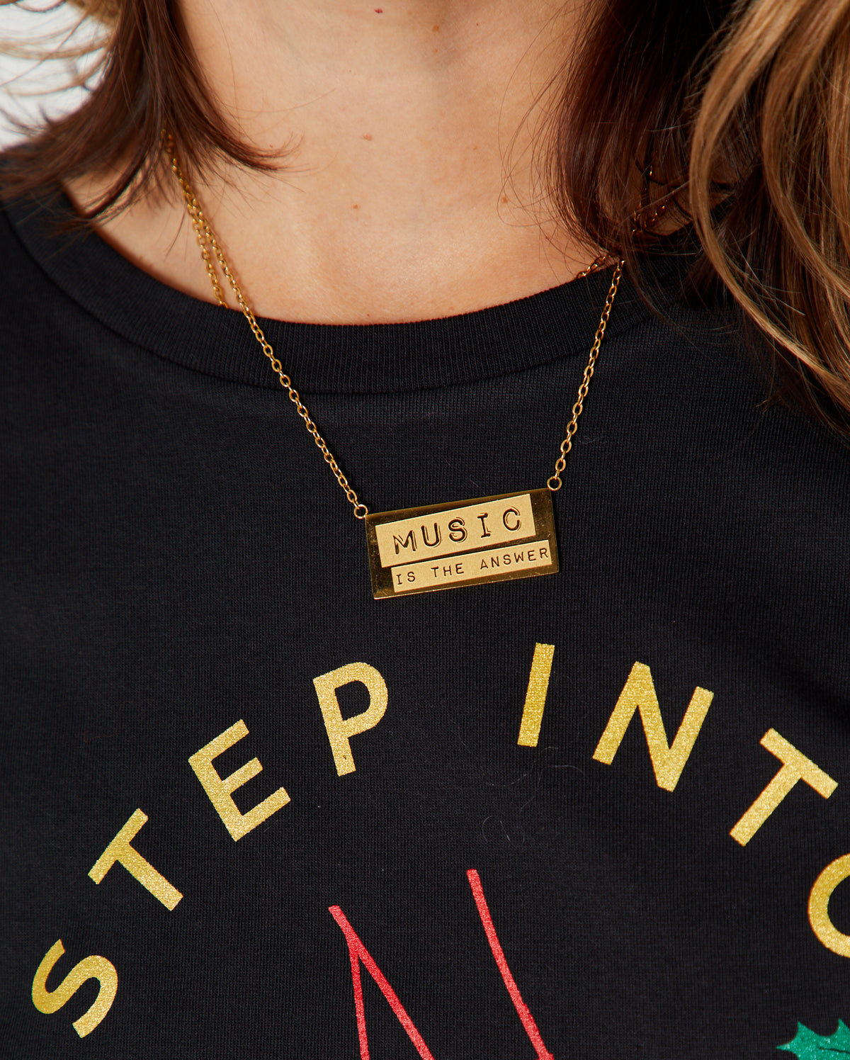 Music Is The Answer Pendant Gold