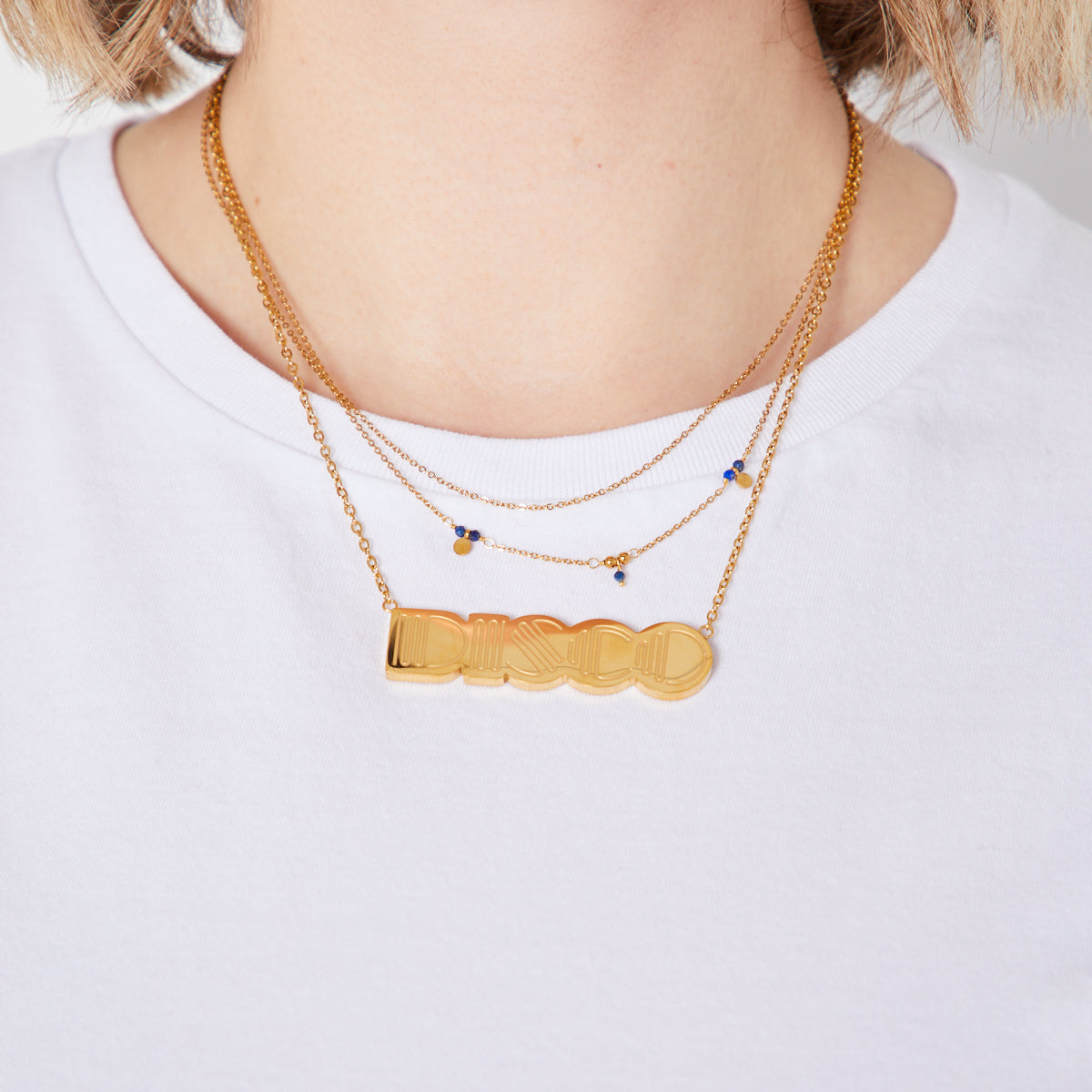 Disco Gold  Necklace Pendant Large Disko Kids 