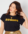Atomic Disko Kids Womens Tshirt Black and Gold Blondie