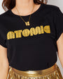 Atomic Disko Kids Womens Tshirt Black and Gold Blondie
