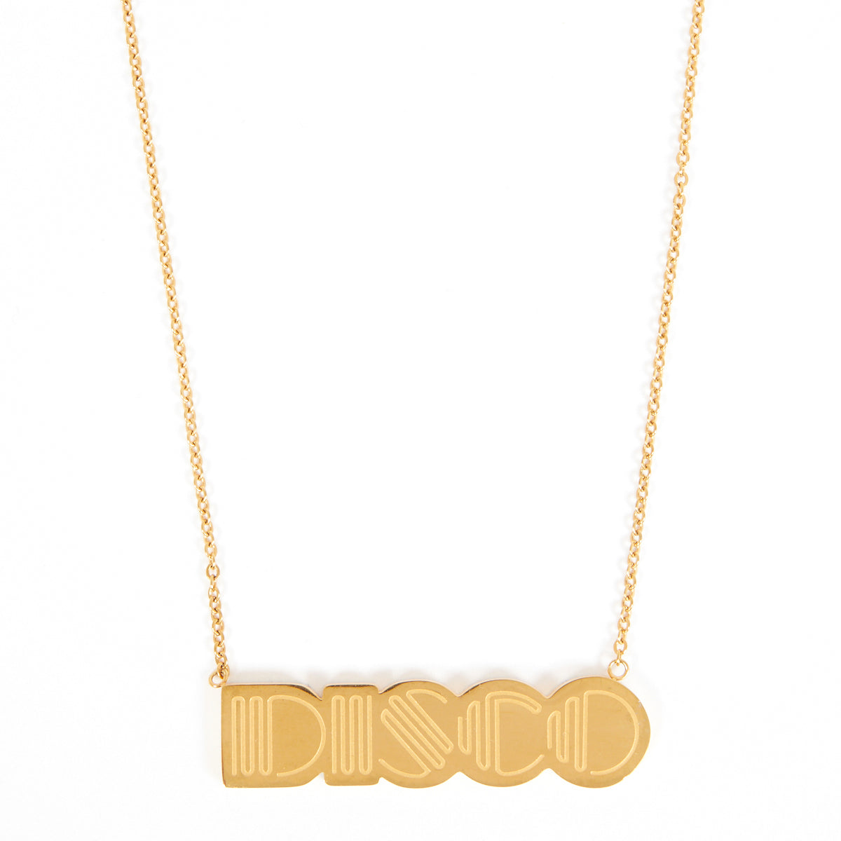 Disco Gold  Necklace Pendant Large Disko Kids 