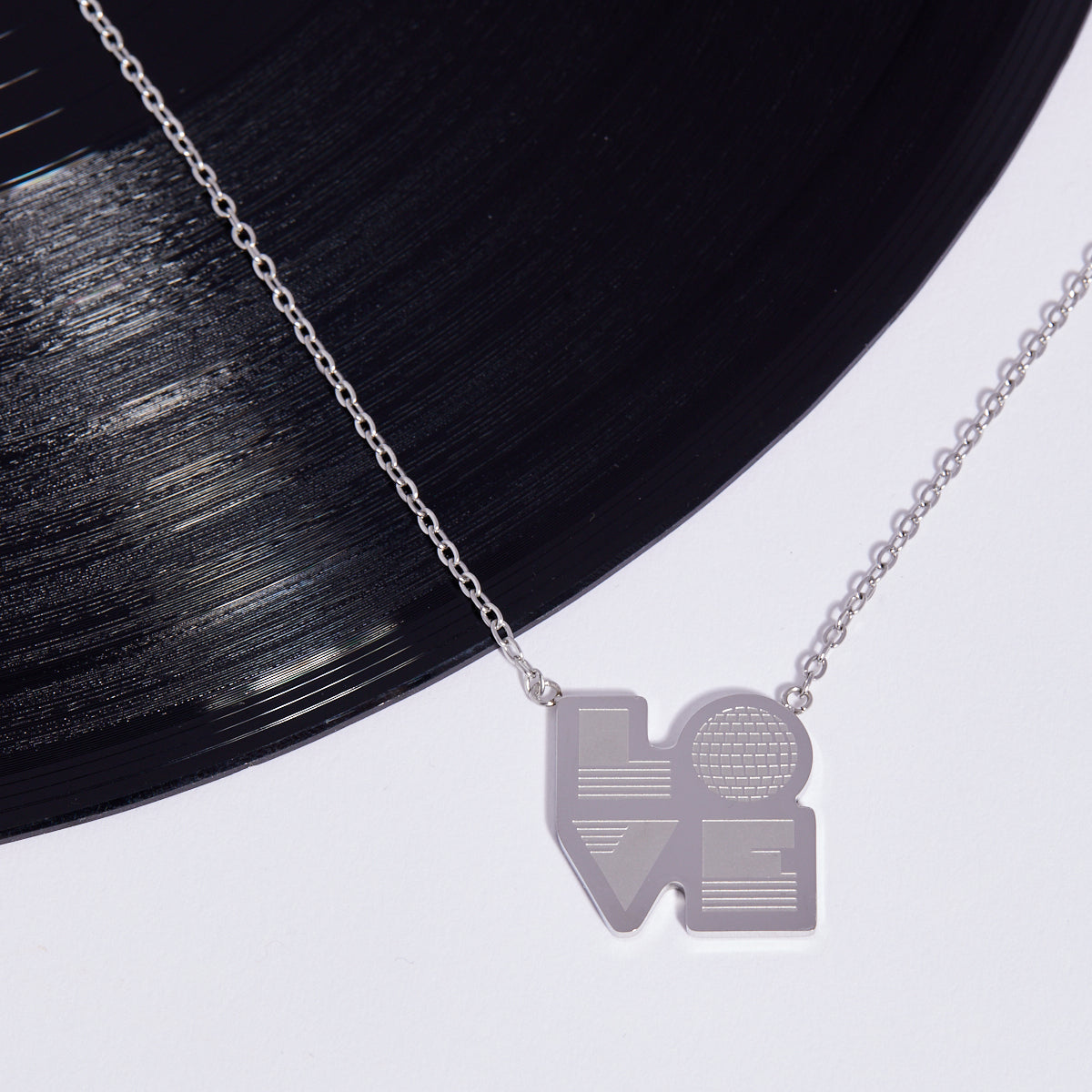 Love Is silver pendant necklace - Disko Kids