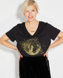 Disco Down V Neck Tshirt Black & Gold - Disko Kids