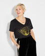 Disco Down V Neck Tshirt Black & Gold - Disko Kids