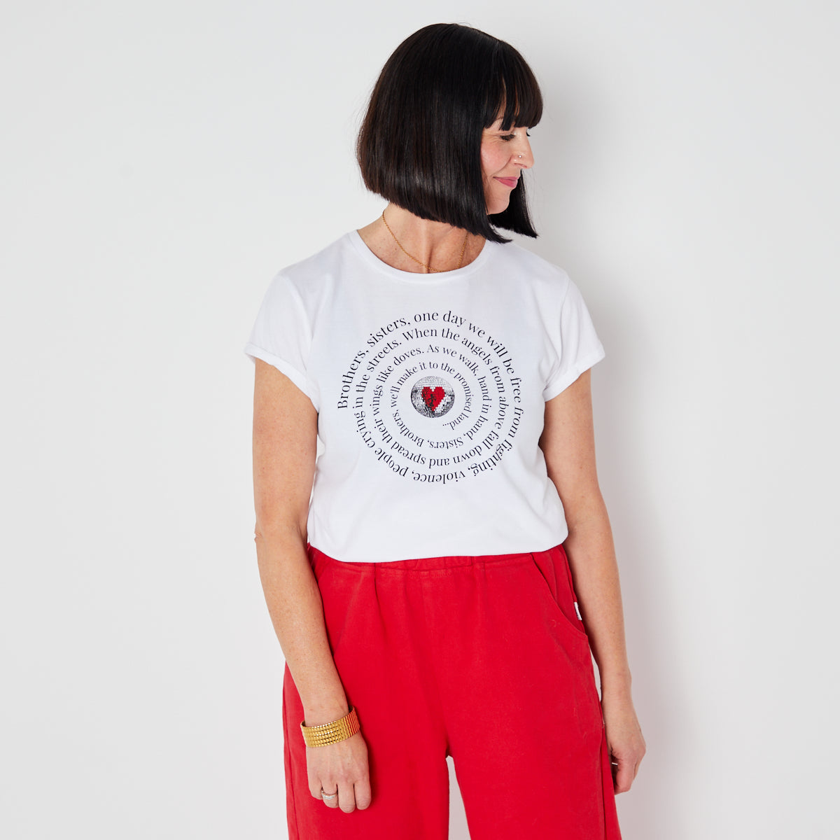 Brothers, Sisters tshirt with black & red ink - Disko Kids