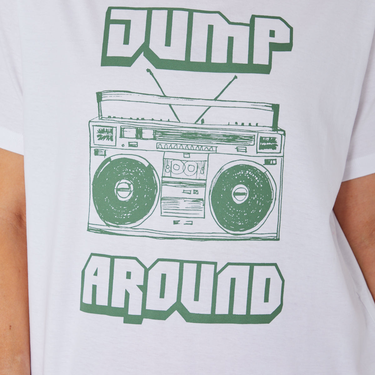 Jump Around Donna Tshirt White & Khaki