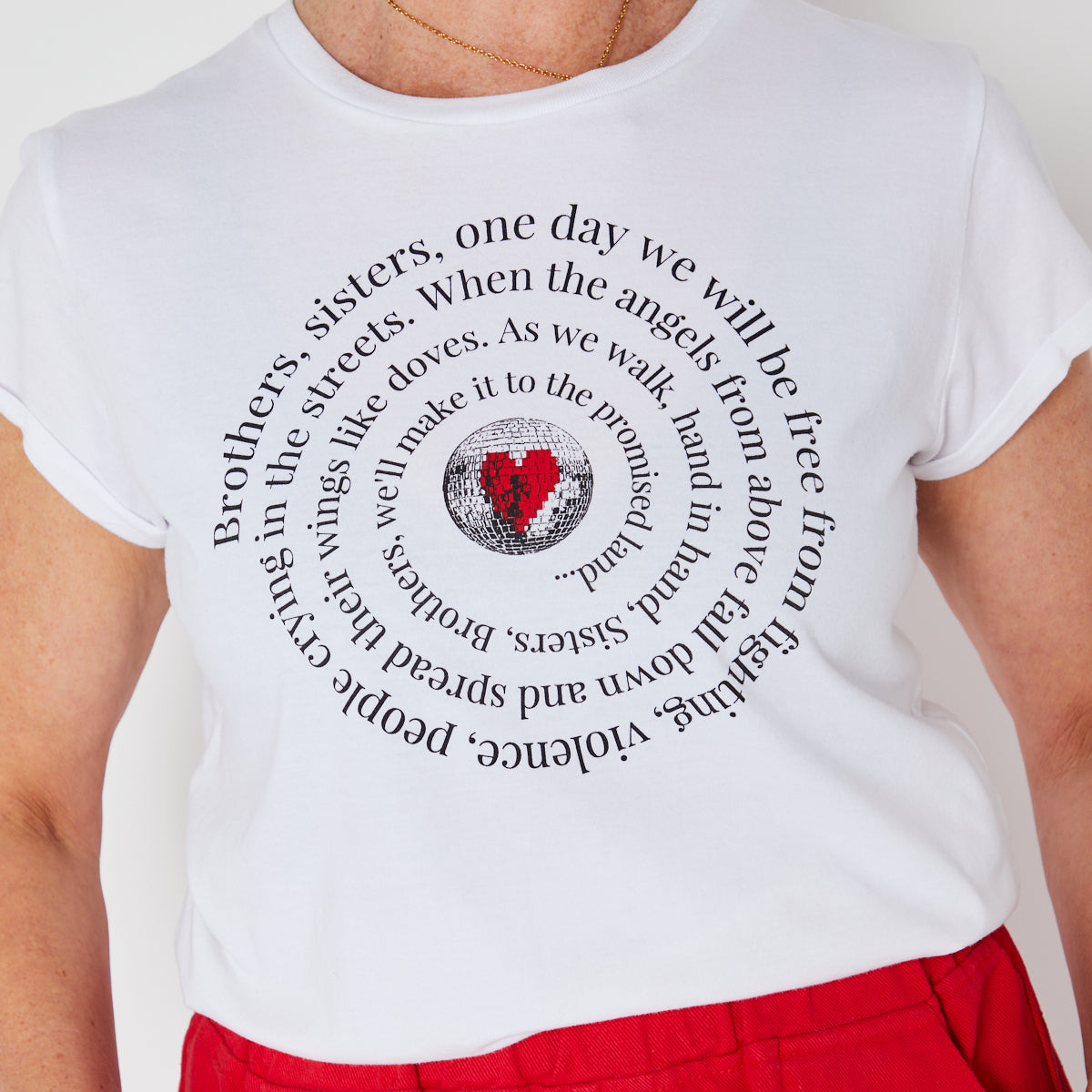Brothers, Sisters tshirt with black & red ink - Disko Kids