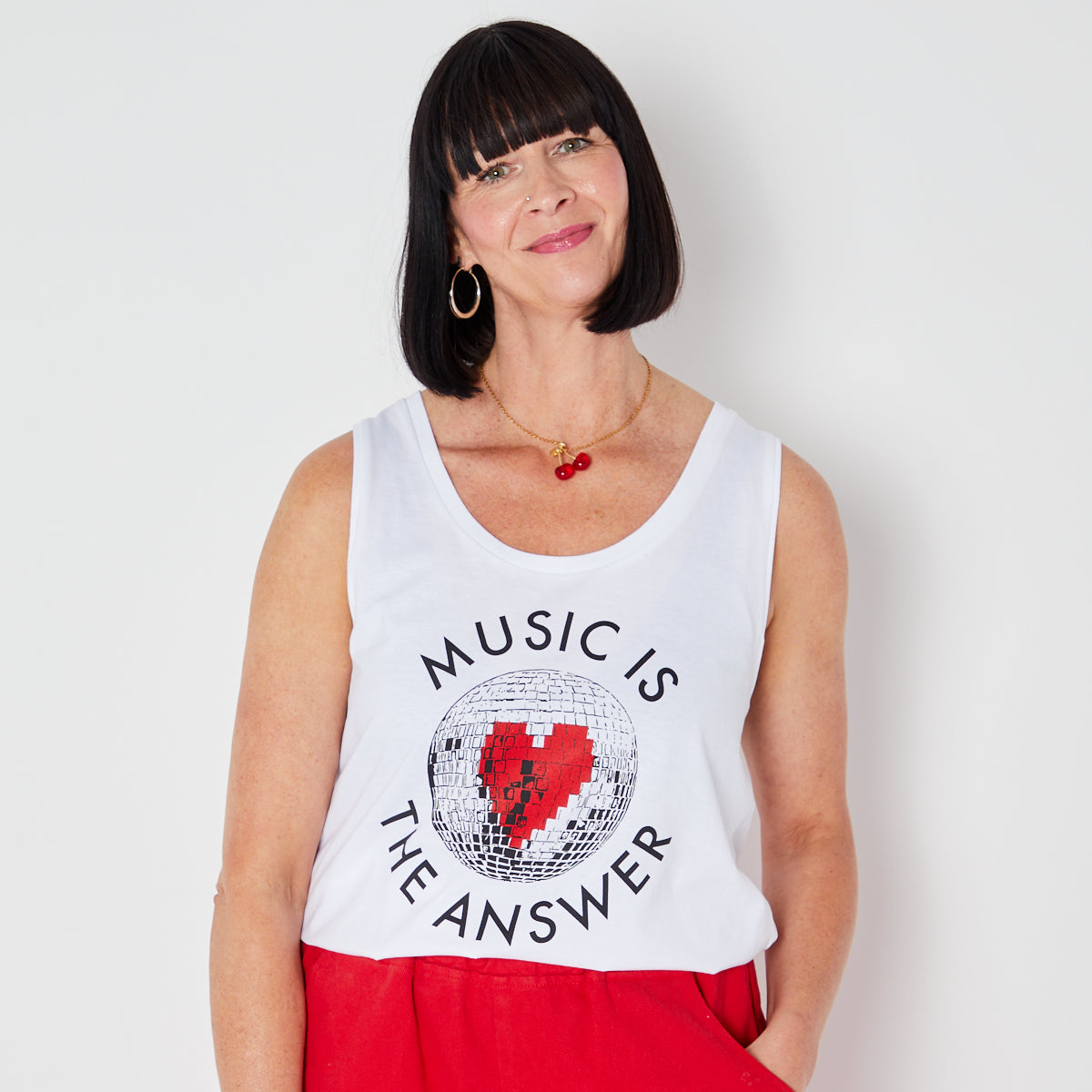 music is the answer white vest festival outfit discoball