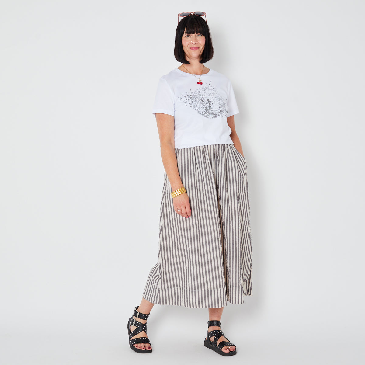 Stripe cotton a line skirt summer festival disko kids 