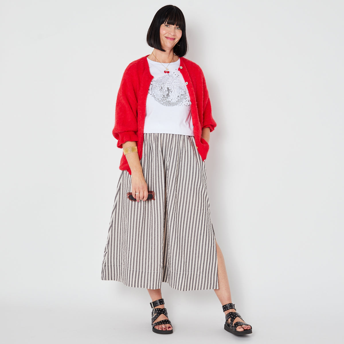 Stripe cotton a line skirt summer festival disko kids 