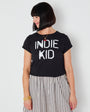 Womens black tshirt with white 'INDIE KID' print - Disko Kids