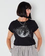 Womens black tshirt with silver discoball design - Disko Kids