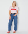 Pink  Vneck t-shirt with 'DISCO' printed in red Disko Kids 
