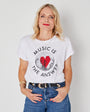 usic is the Answer' text around a black discoball red heart - Disko Kids