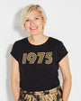 Womens 1975 black tshirt with gold print - Disko Kids