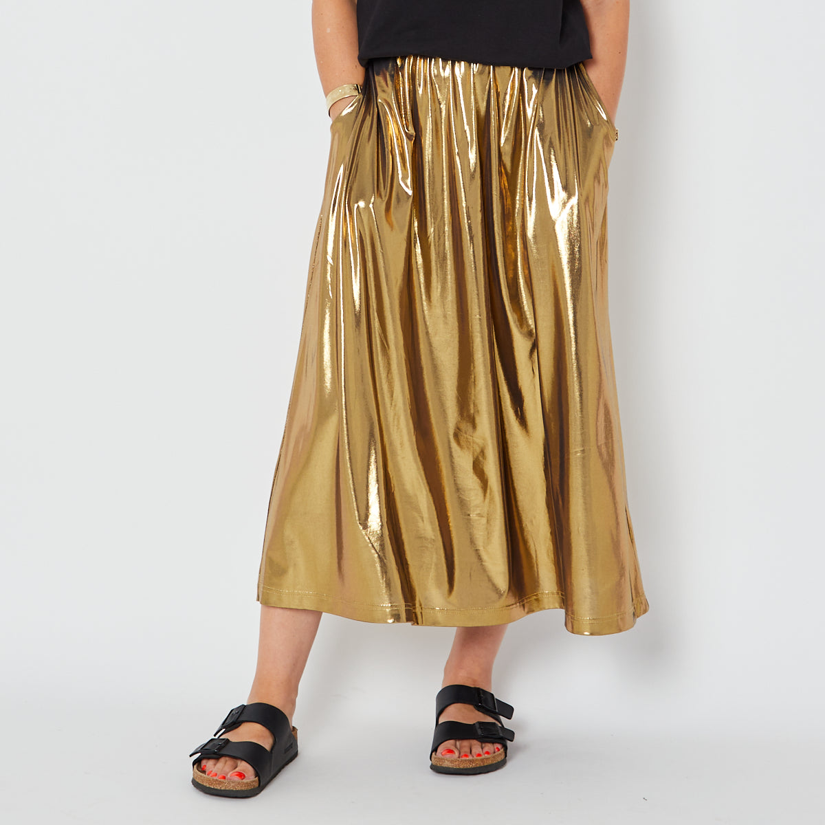 Disko Kids Gold Metallic Skirt Festival Holiday Summer A line skirt