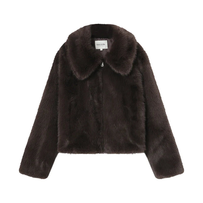 Brown fur jacket 