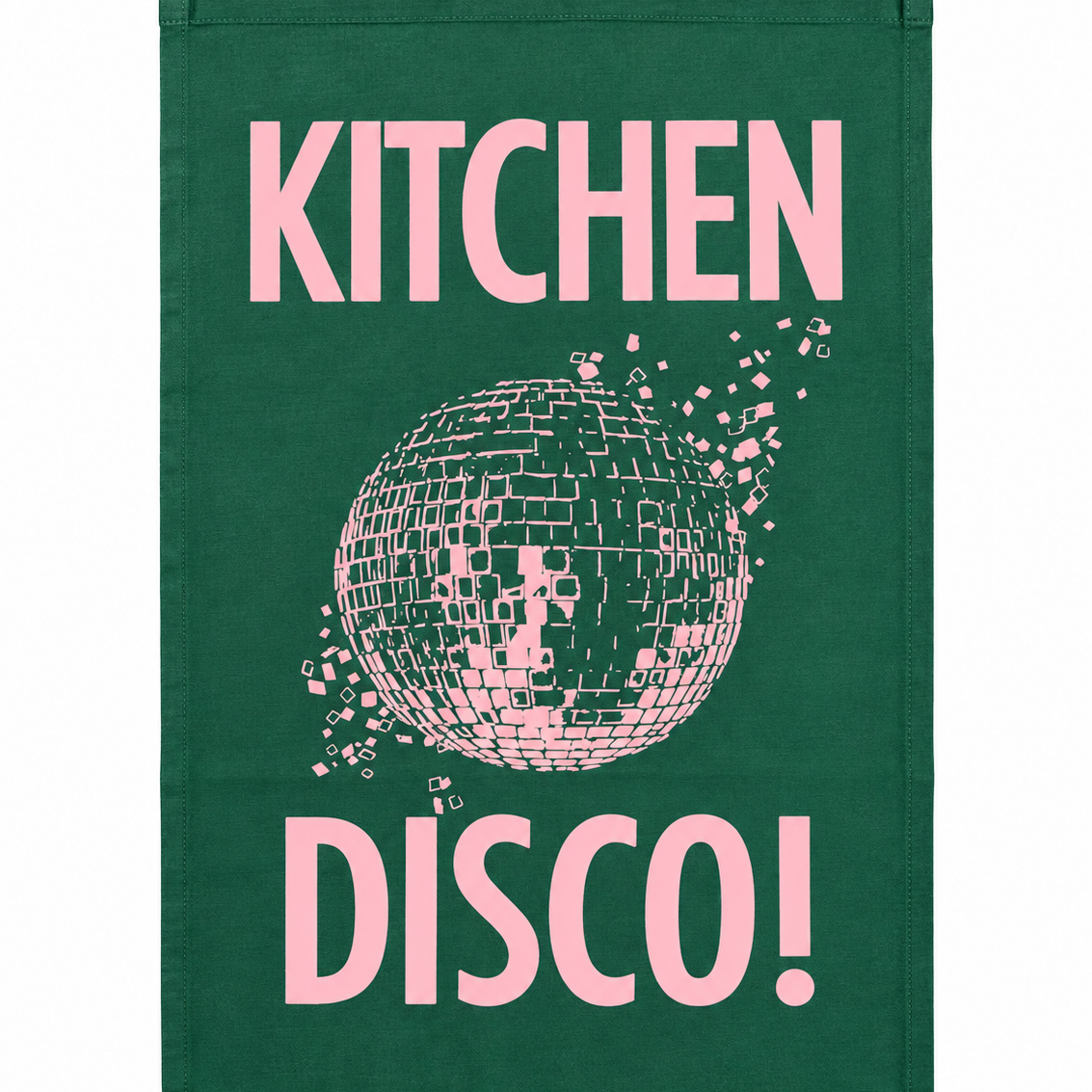 Kitchen Disco Tea Towel Green & Pink