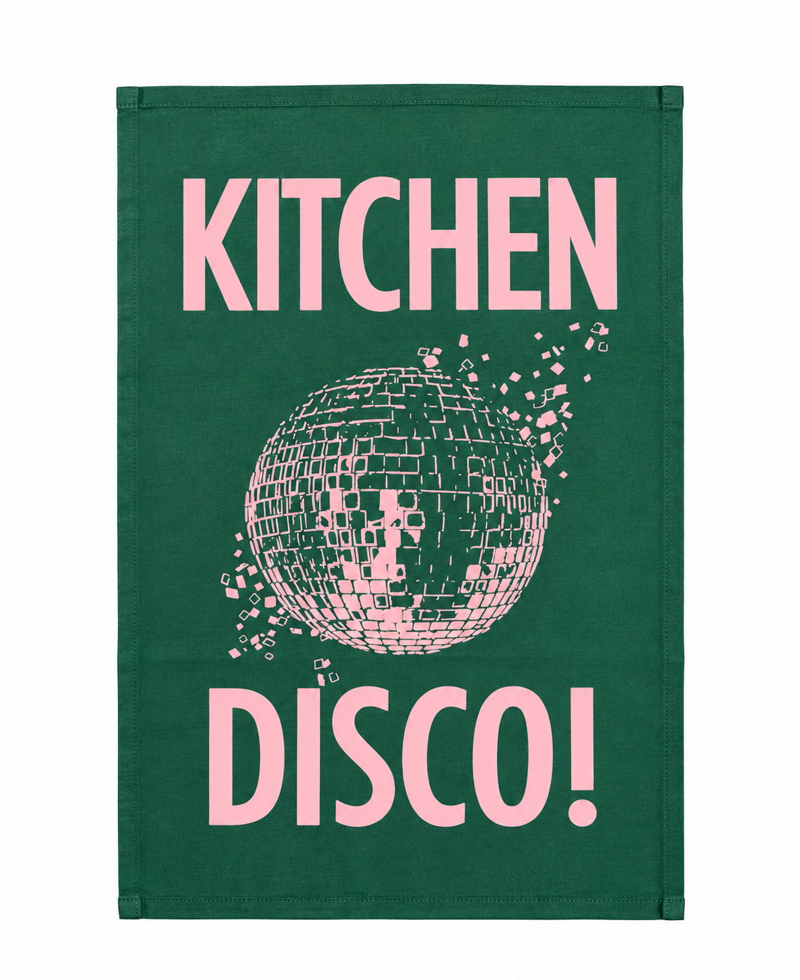 Kitchen Disco Tea Towel Green & Pink