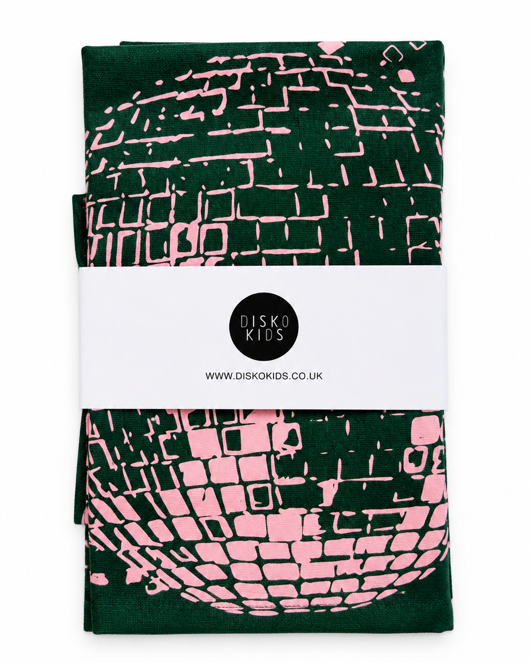 Kitchen Disco Tea Towel Green & Pink