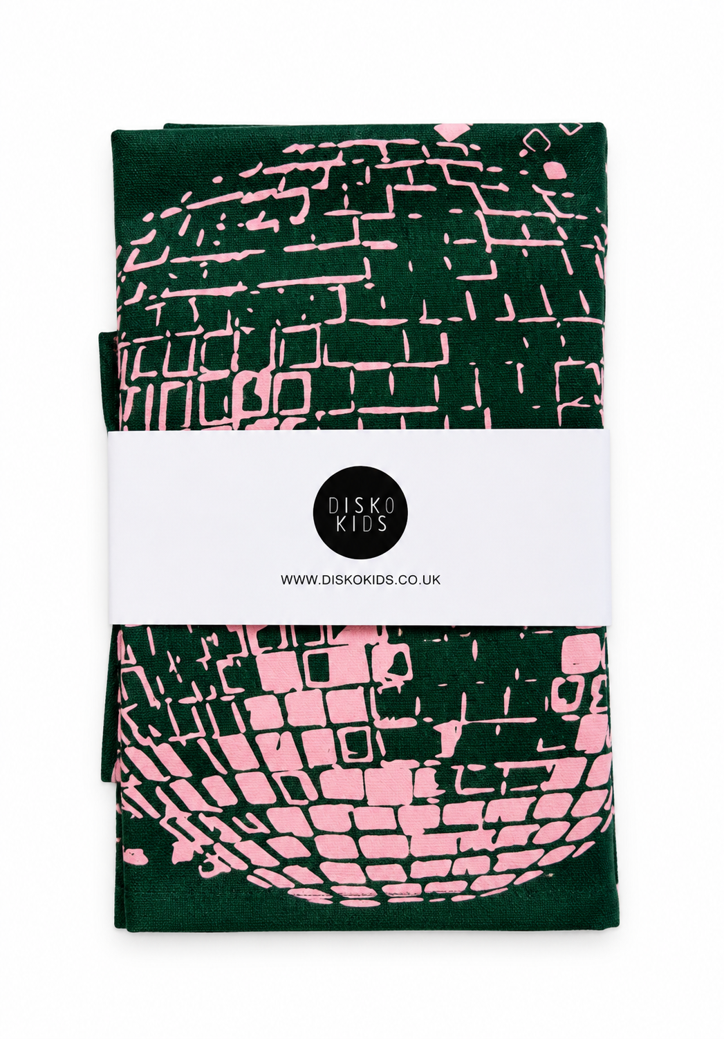 Kitchen Disco Tea Towel Green & Pink