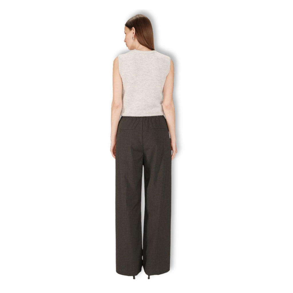 Grey stripe drawstring relaxed women's trousers